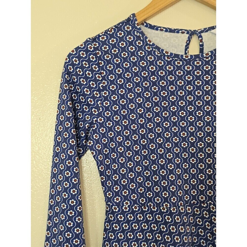 Brooks Brothers Floral Long Sleeve Dress Girls Size Large Blue Red White Ruffle - Picture 6 of 10
